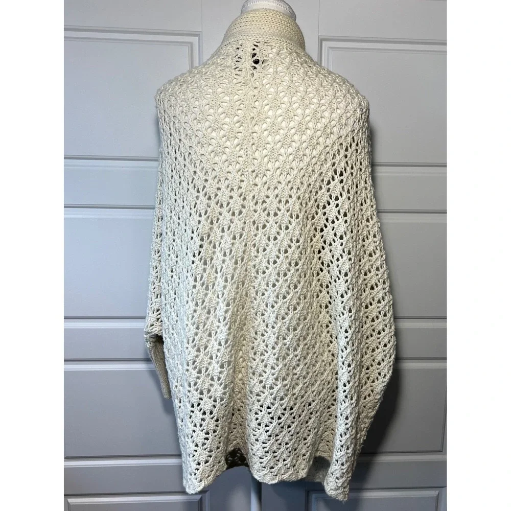 Lucky Brand Cream‎ Open Knit Longline Cardigan Sweater LXL